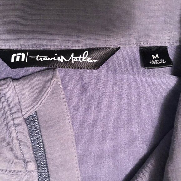 Travis Mathew Shirt Men's Medium Gray Polo Golf Stretch Logo Long Sleeve - Picture 3 of 7